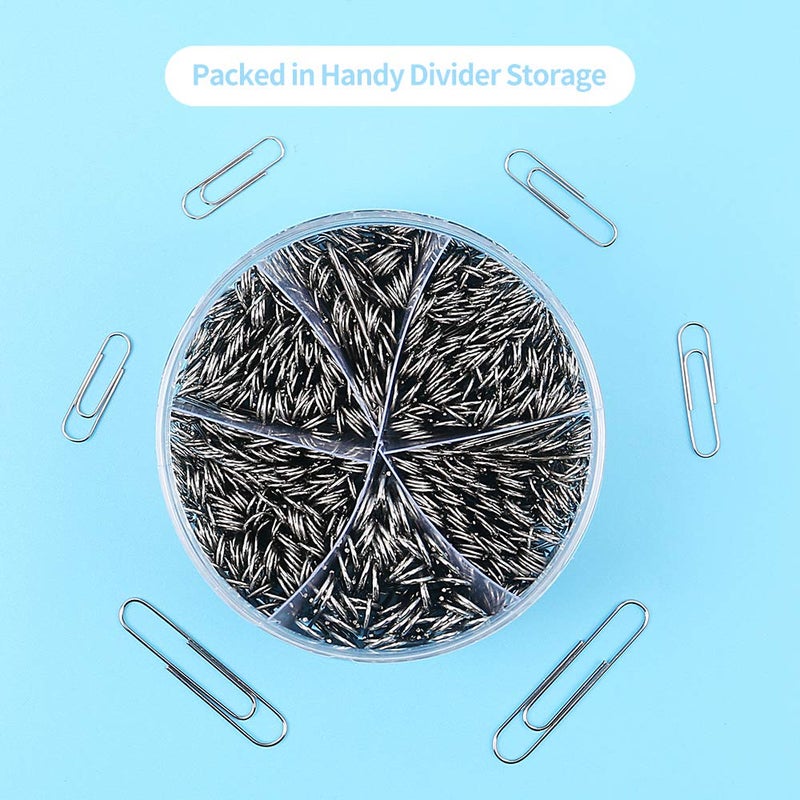 ALAGO Paper Clips, 700 pcs Paper Clips Assorted Sizes, Large, Medium, Small #1 Metal Paperclips, 2 Inch Jumbo/Mini Silver Paper Clip for Paperwork, Home, School and Office Supplies - Image 2